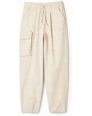 Desigual Printed Cargo Trousers - Natural