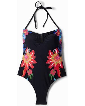 Desigual Jungle Bandeau Swimsuit - Red