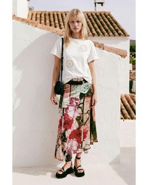 Desigual Long Printed Skirt - Red