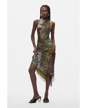 Desigual Asymmetric Sleeveless Dress, Polyester - Green
