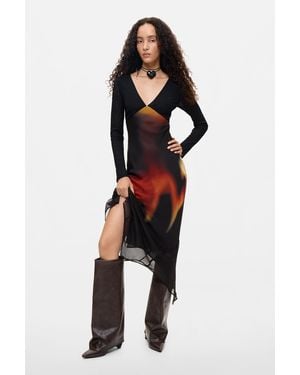 Desigual Long-Sleeve Midi Dress, Polyester - Black