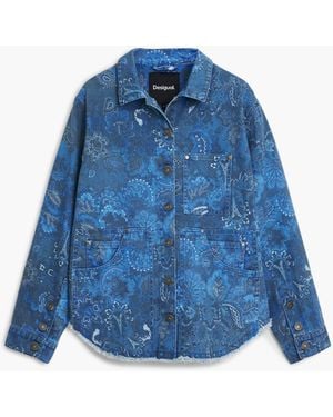 Desigual Frayed Paisley Jacket, Cotton - Blue