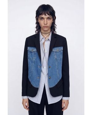 Desigual Hybrid Trucker Blazer - Blue