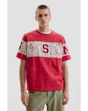 Desigual Printed Knit T-Shirt, Cotton - Red