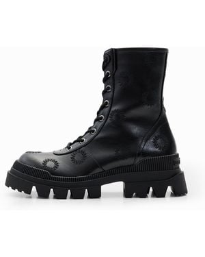 Desigual Embroidered Track-Sole Boots - Black