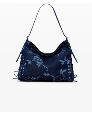 Desigual Medium Devoré Denim Bag - Blue