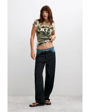 Desigual Straight Pants 100% Cotton - Black