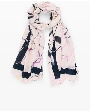 Desigual Printed Flower Scarf, Viscose - White