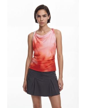 Desigual Tie-Dye Tank Top, Viscose - Red