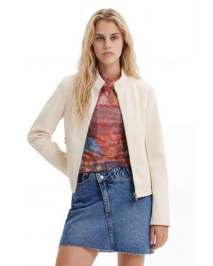 Desigual Suede-Effect Jacket, Polyurethane - Natural