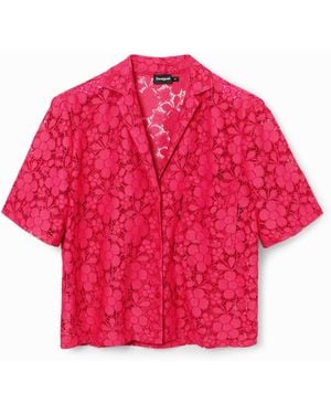 Desigual Short Lace Resort Shirt, Polyester - Red