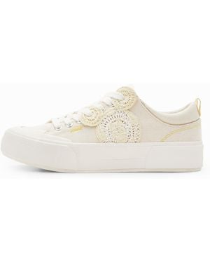 Desigual Canvas Mickey Mouse Sneakers, Cotton - White