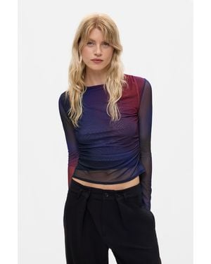 Desigual Draped Tulle T-Shirt, Polyester - Blue