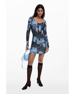 Desigual Midi Pleated Dress - Blue