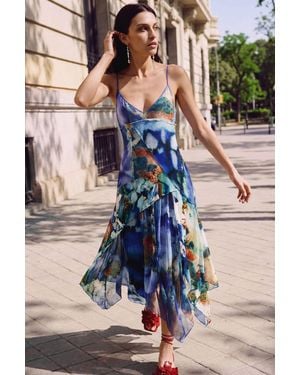 Desigual Asymmetric Printed Dress - Blue