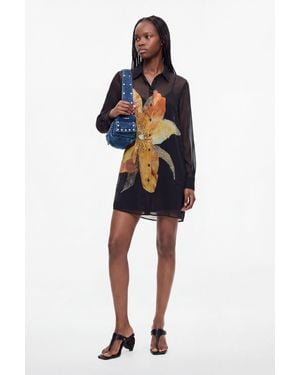 Desigual Floral Printed Dress, Polyester - Black