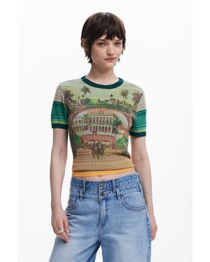 Desigual Landscape Knit T-Shirt - Green