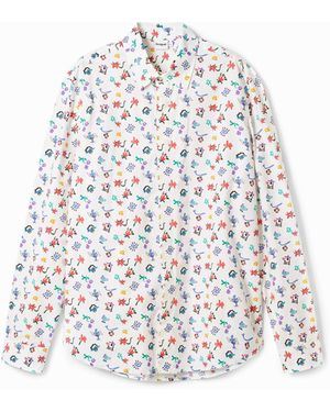 Desigual Floral Print Shirt, Cotton - White