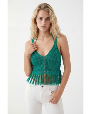 Desigual Crochet Top, Cotton - Green