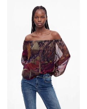 Desigual Printed Long-Sleeve Blouse, Polyester - Green