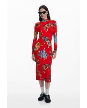 Desigual Vestido Diseñado Por Mr. Christian Lacroix - Rojo