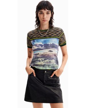 Desigual Knit Landscape T-Shirt - Black