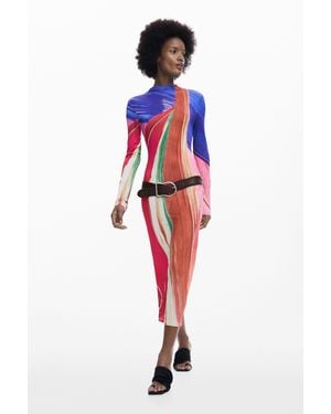 Desigual Knit Arty Dress, Polyester - Red
