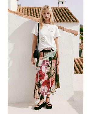 Desigual Long Printed Skirt - Red