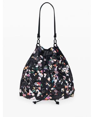 Desigual Mochila Mediana Trenzado Flores, Mujer, Poliuretano, Negro