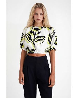 Desigual Cropped Floral Blouse - White
