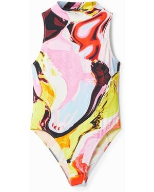 Desigual Multicolor Digital Print Body, Viscose - White