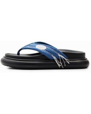 Desigual Denim Toe Post Sandals, Cotton - Blue