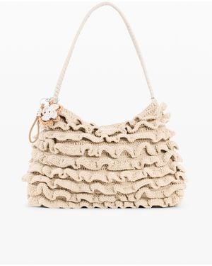 Desigual Large Crochet Flower Bag, Cotton - Natural