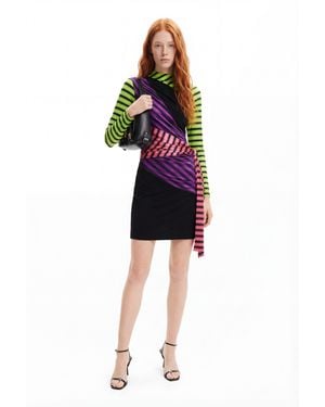 Desigual Asymmetric Dress María Escoté, Polyester in Blue