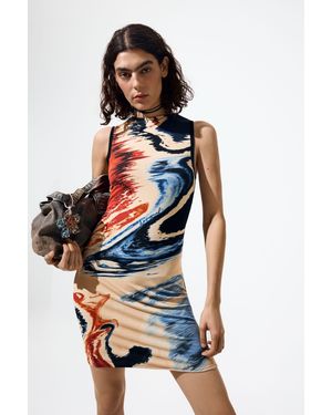 Desigual Sleeveless Printed Dress, Viscose - Multicolour
