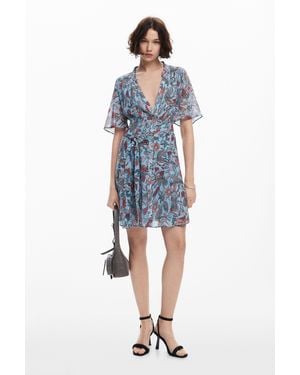 Desigual Floral Print Midi Dress - Blue