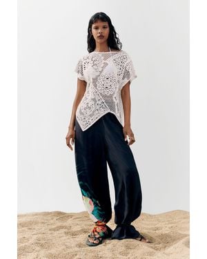 Desigual Tropical Fluid Trousers, Viscose - Blue