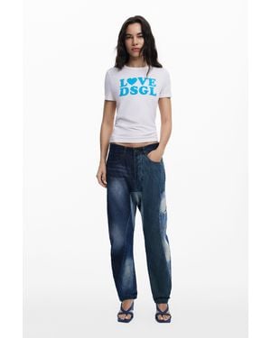 Desigual Baggy Patch Jeans - Blue