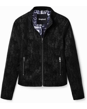 Desigual Suede-Effect Biker Jacket, Polyurethane - Black