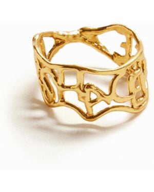 Desigual Ring Message Goldbad Zalio, Damen - Mettallic