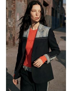 Desigual Bimaterial Blazer - Black