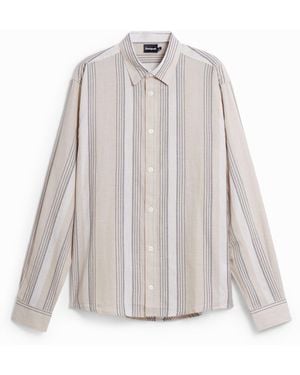 Desigual Langarmhemd Mit Gestickten Streifen - Weiß