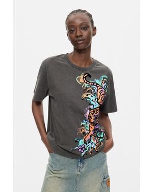 Desigual Tiger T-Shirt 100% Cotton, Cotton - Grey