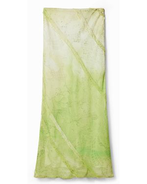 Desigual Floral Lace Midi Skirt, Polyester - Green