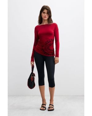 Desigual Kleine Bestickte Vintage-Tasche, Damen, Viskose, Schwarz - Rot