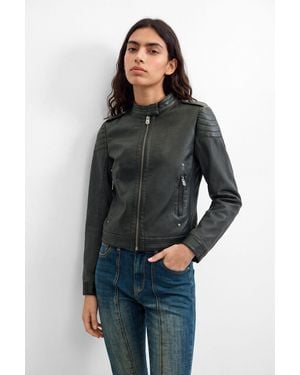 Desigual Jacket Leather Effect - Gray