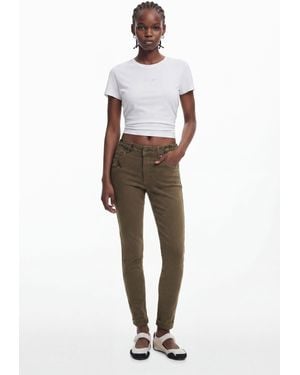 Desigual Vaquero Skinny Bordados Cintura, Algodon, Verde