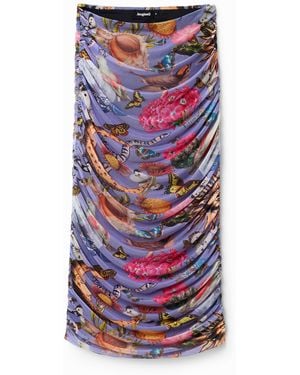 Desigual Slim Tulle Midi Skirt, Polyester - White