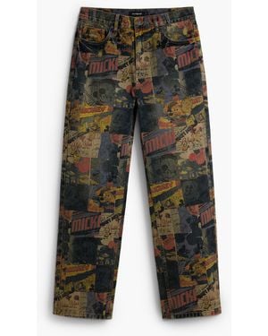 Desigual Mickey Printed Jeans, Cotton - Gray