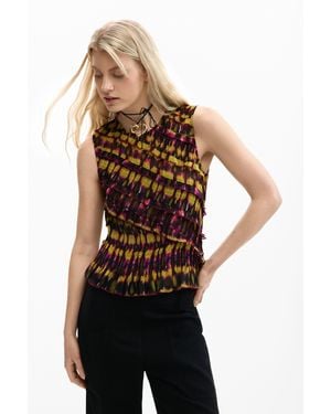 Desigual Printed Sleeveless Blouse, Polyester - Green
